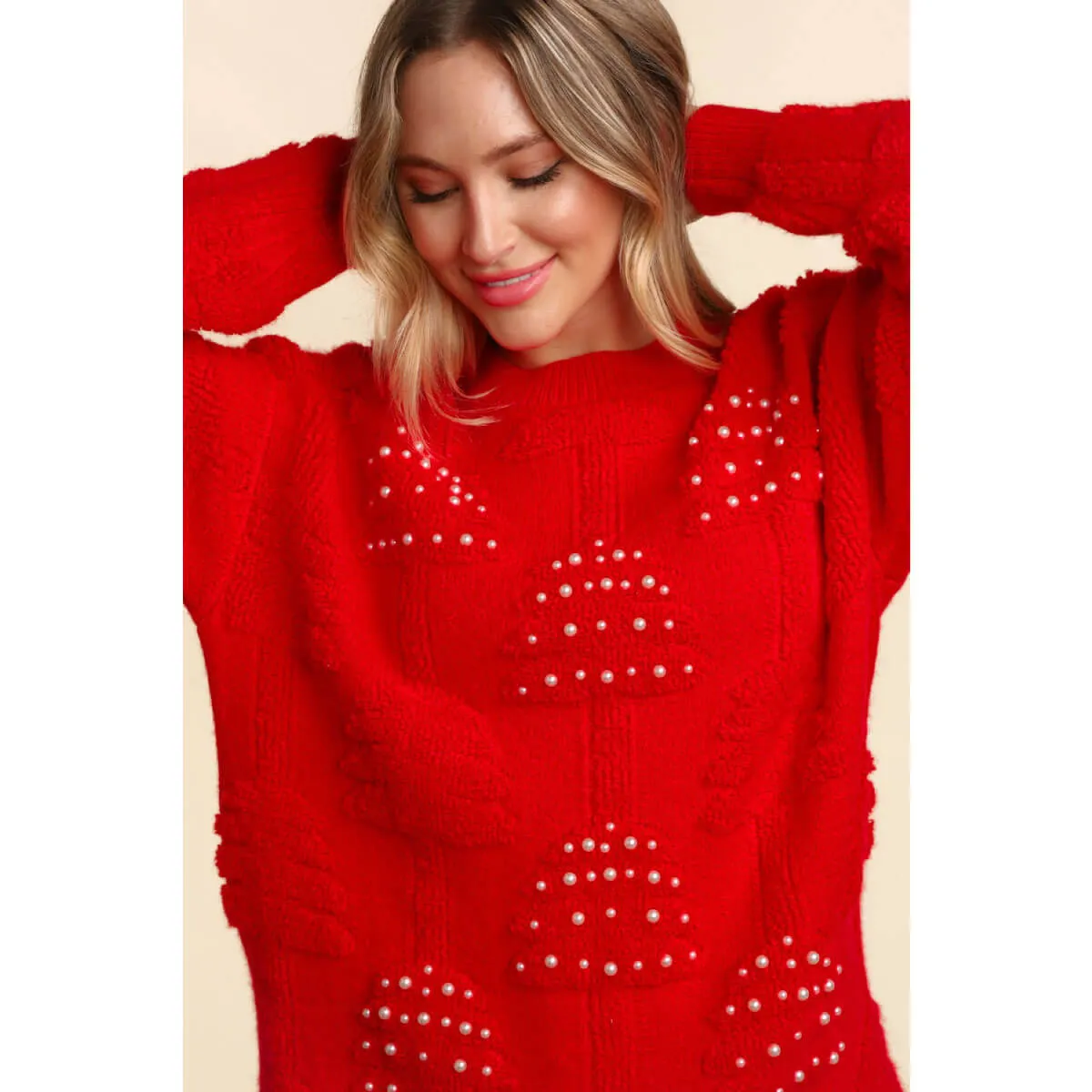 Pearl Holiday Tree Oversized Sweater