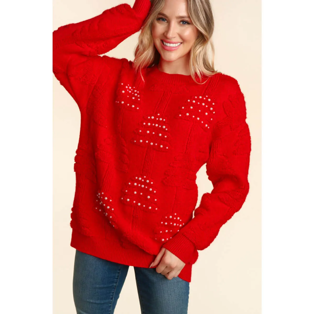 Pearl Holiday Tree Oversized Sweater