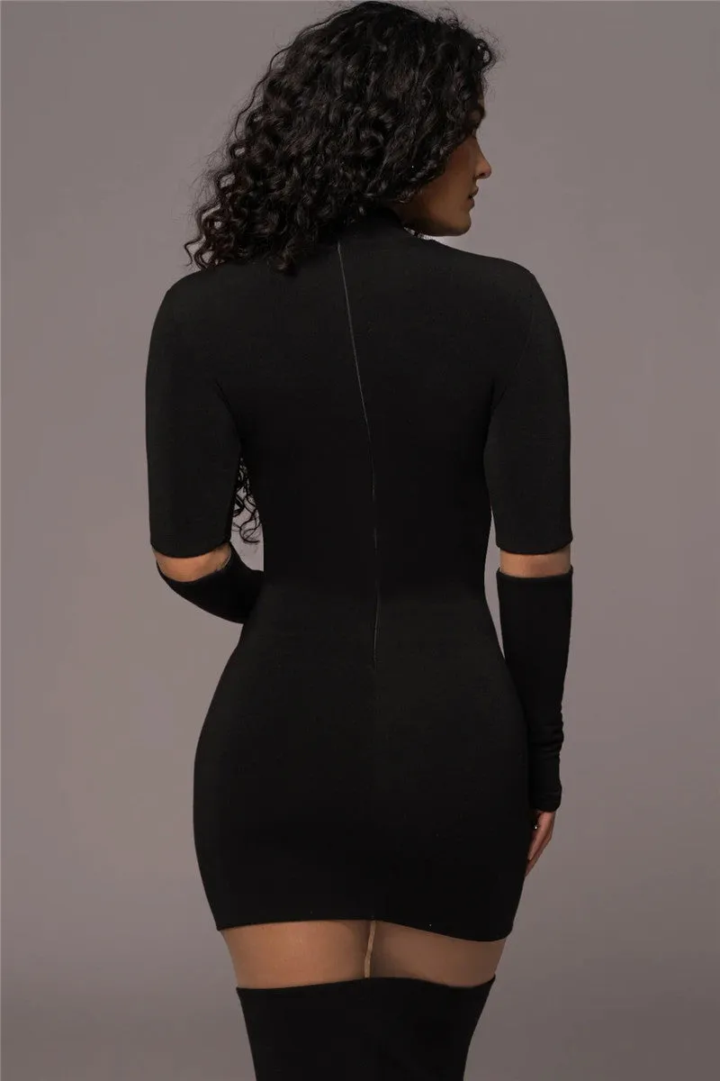 Phyllis Patchwork Bodycon Sexy Midi Dress