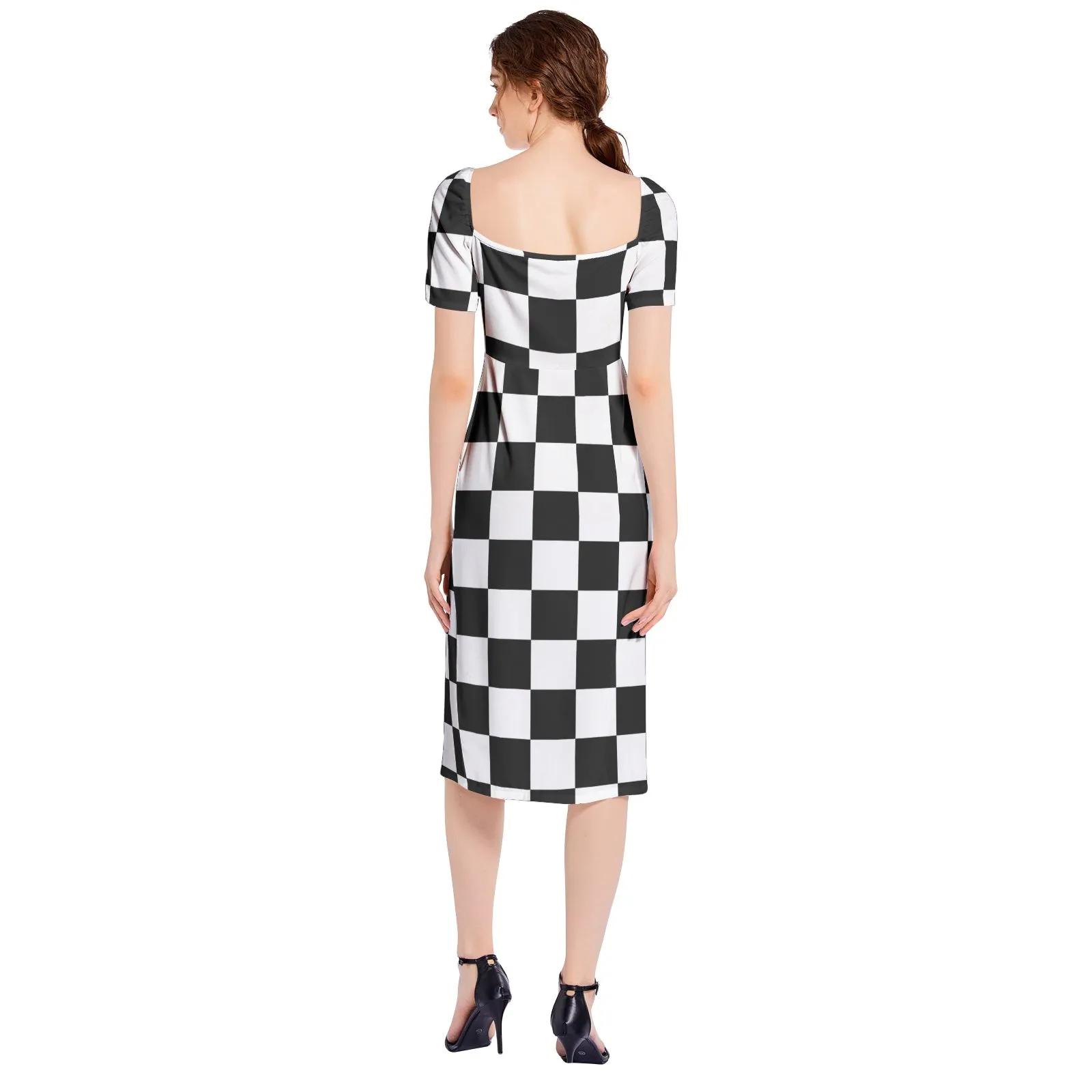 Piebald Pixels Split Thigh Midi Bodycon Dress