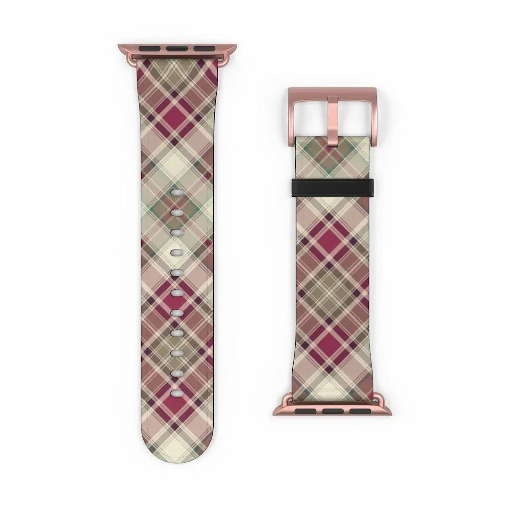 Pink Scottish Plaid Watch Band