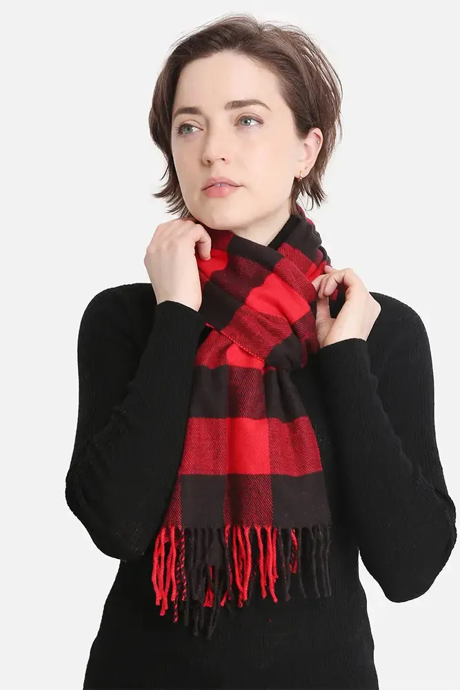 Plaid Cashmere Feel Oblong Scarf
