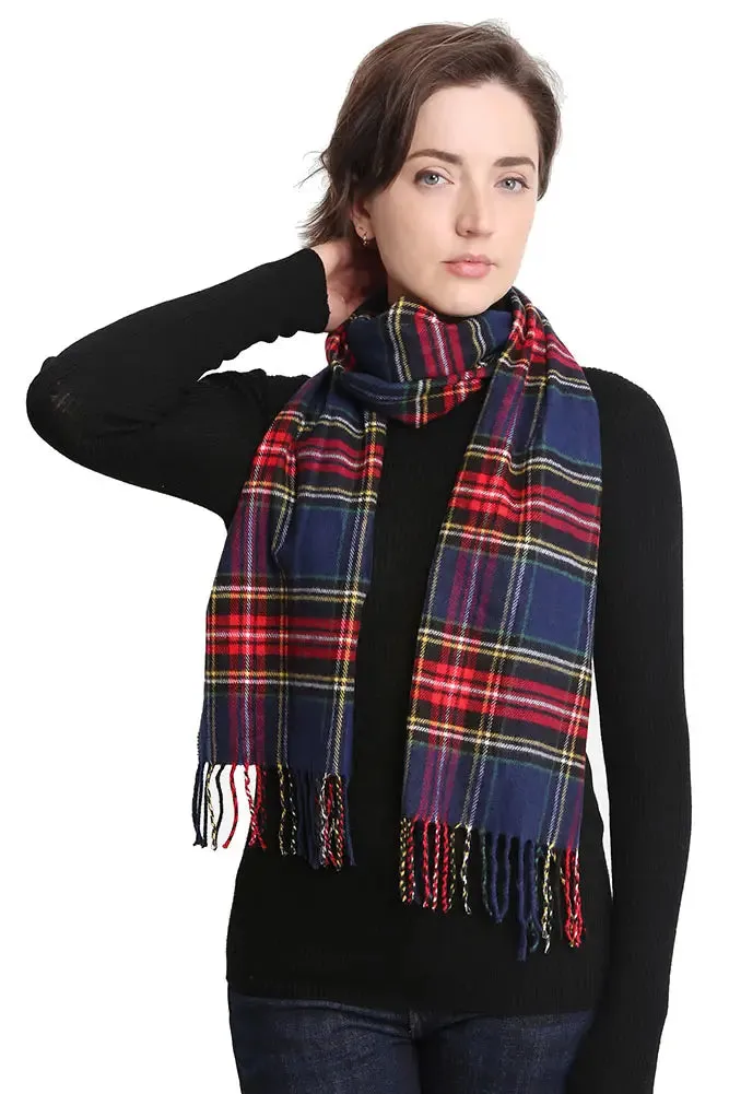 Plaid Cashmere Feel Oblong Scarf