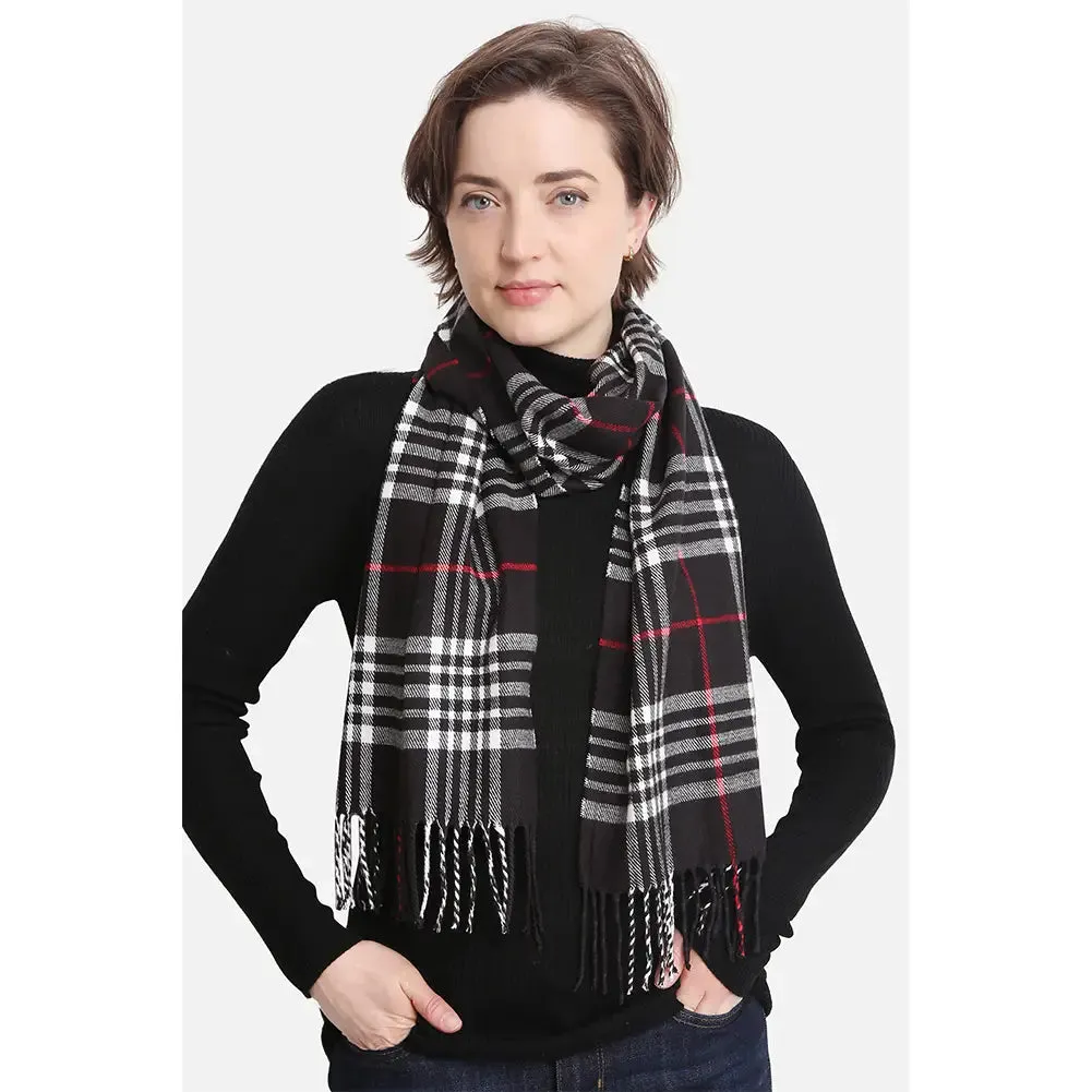 Plaid Cashmere Feel Oblong Scarf