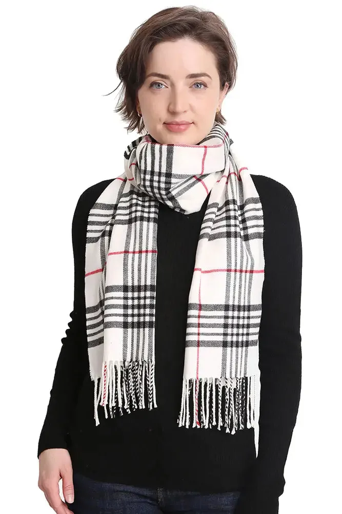Plaid Cashmere Feel Oblong Scarf