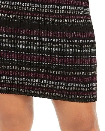 Planet Gold Women's Plus Size Metallic-Stripe Bodycon Dress Brown Size 2 Extra Large | Brown