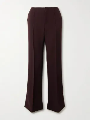 Pleated wool straight-leg pants