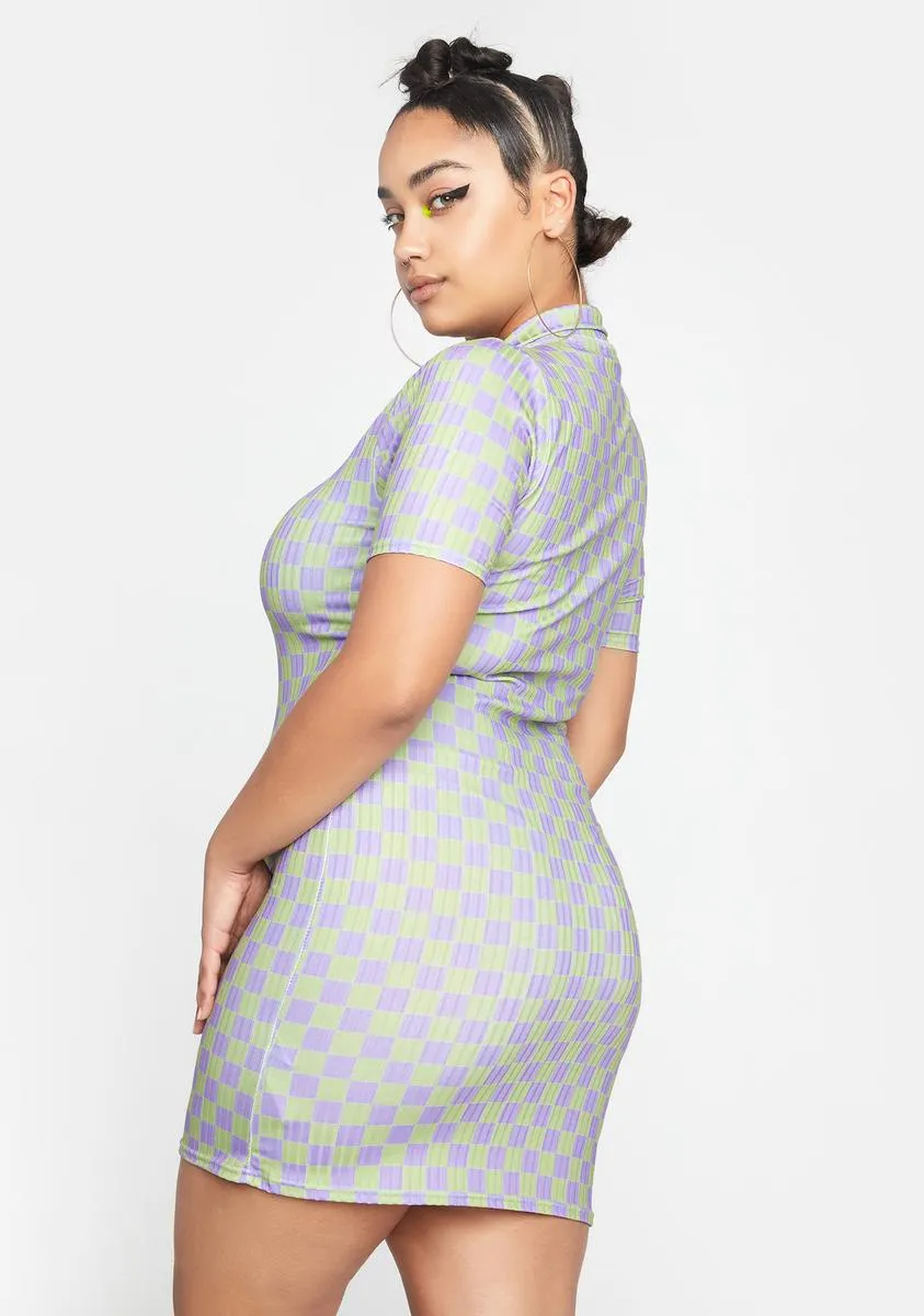 Plus Checkerboard Polo Dress