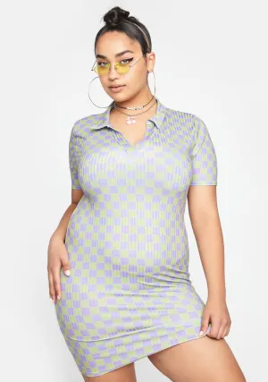 Plus Checkerboard Polo Dress