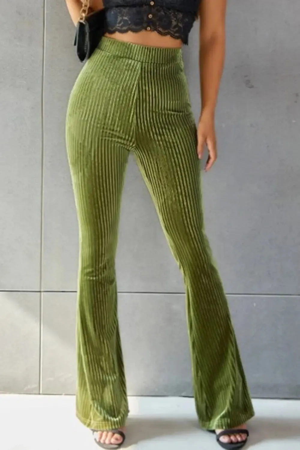 Poppy Ribbed High Waist Flare Pants