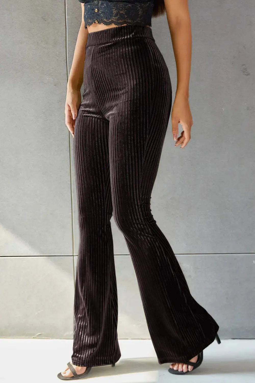 Poppy Ribbed High Waist Flare Pants