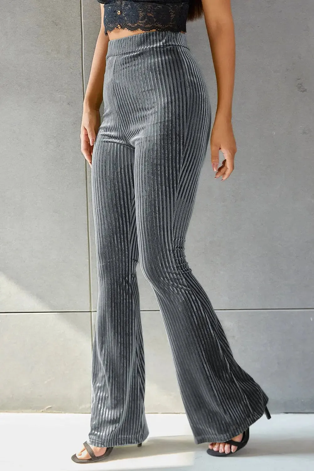 Poppy Ribbed High Waist Flare Pants