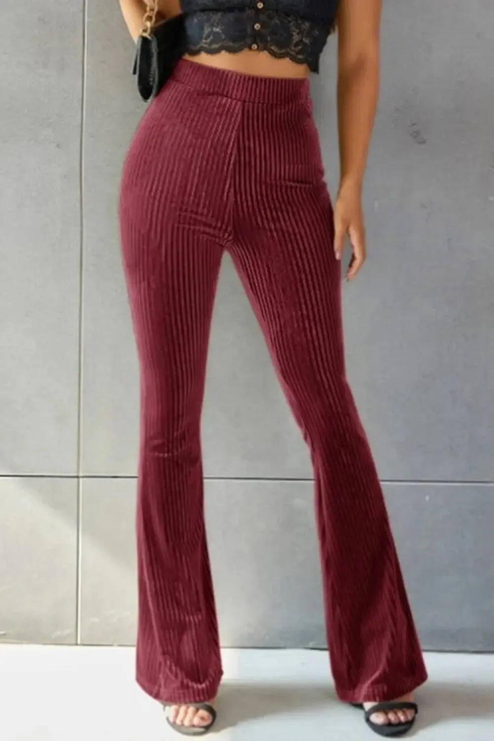 Poppy Ribbed High Waist Flare Pants