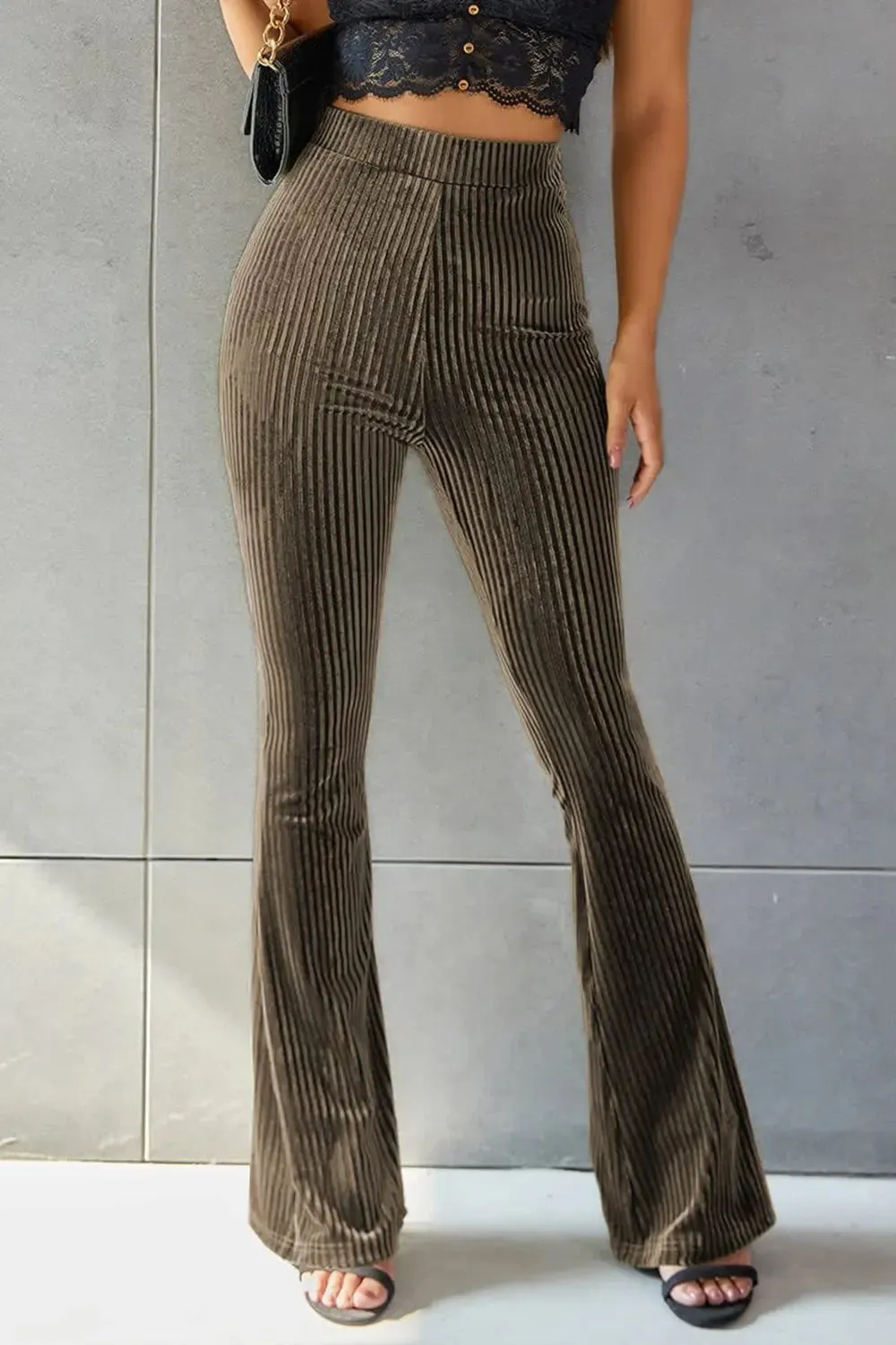 Poppy Ribbed High Waist Flare Pants