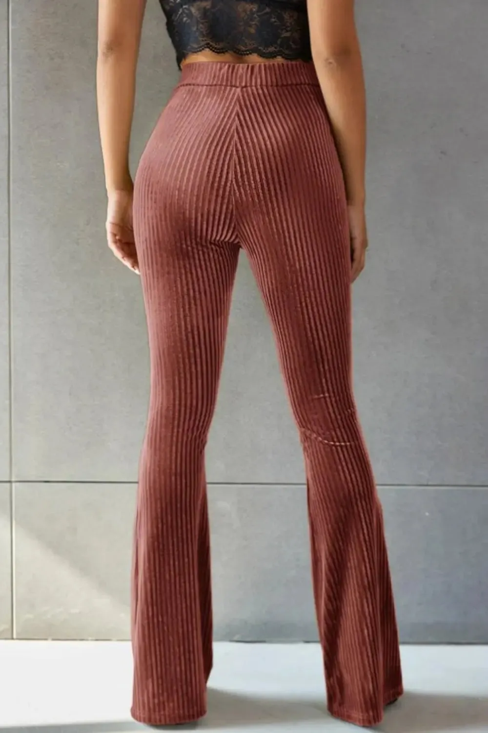 Poppy Ribbed High Waist Flare Pants