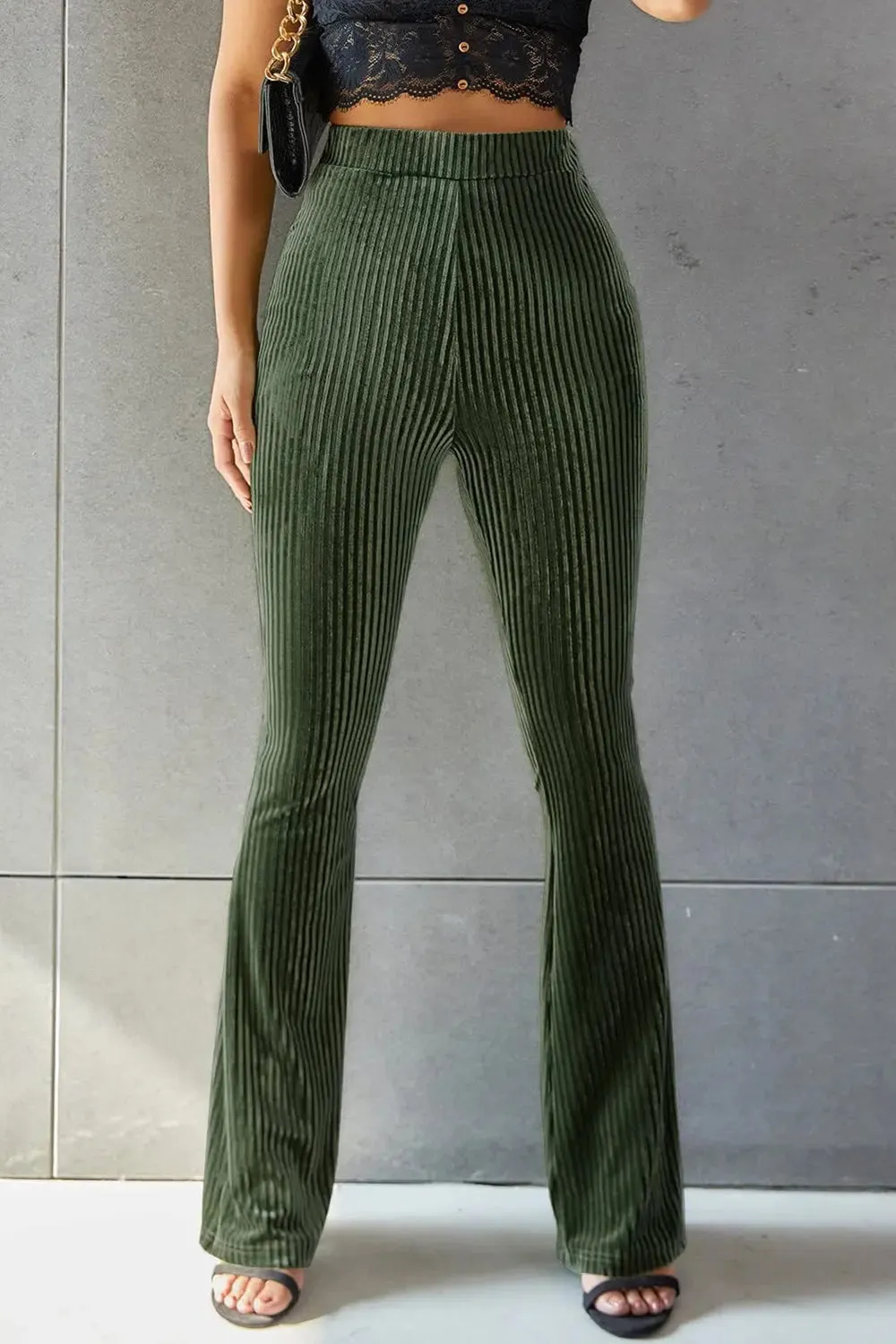 Poppy Ribbed High Waist Flare Pants