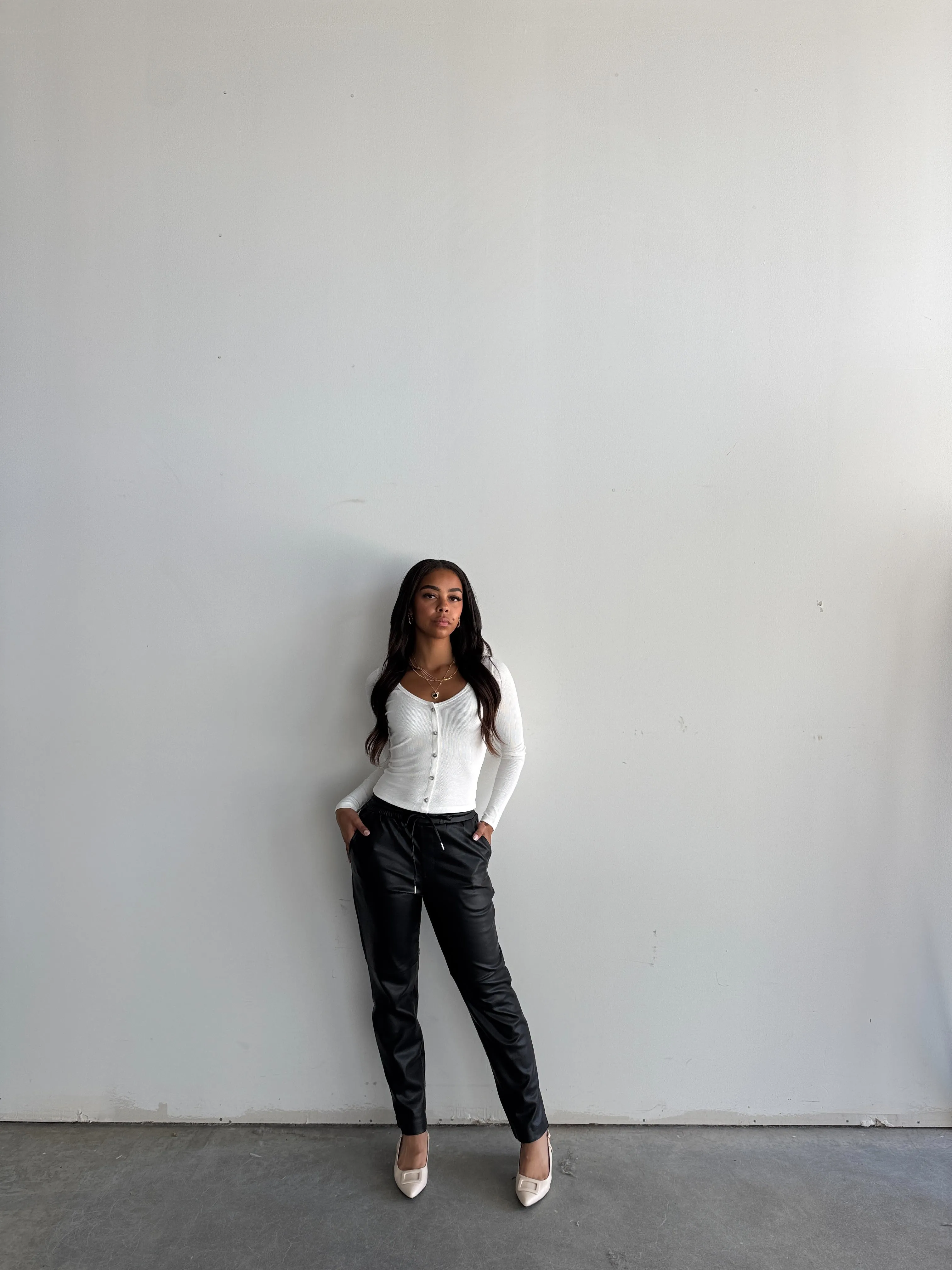 Prima Drawstring Faux Leather Pant