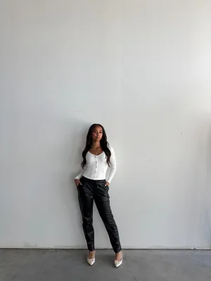 Prima Drawstring Faux Leather Pant