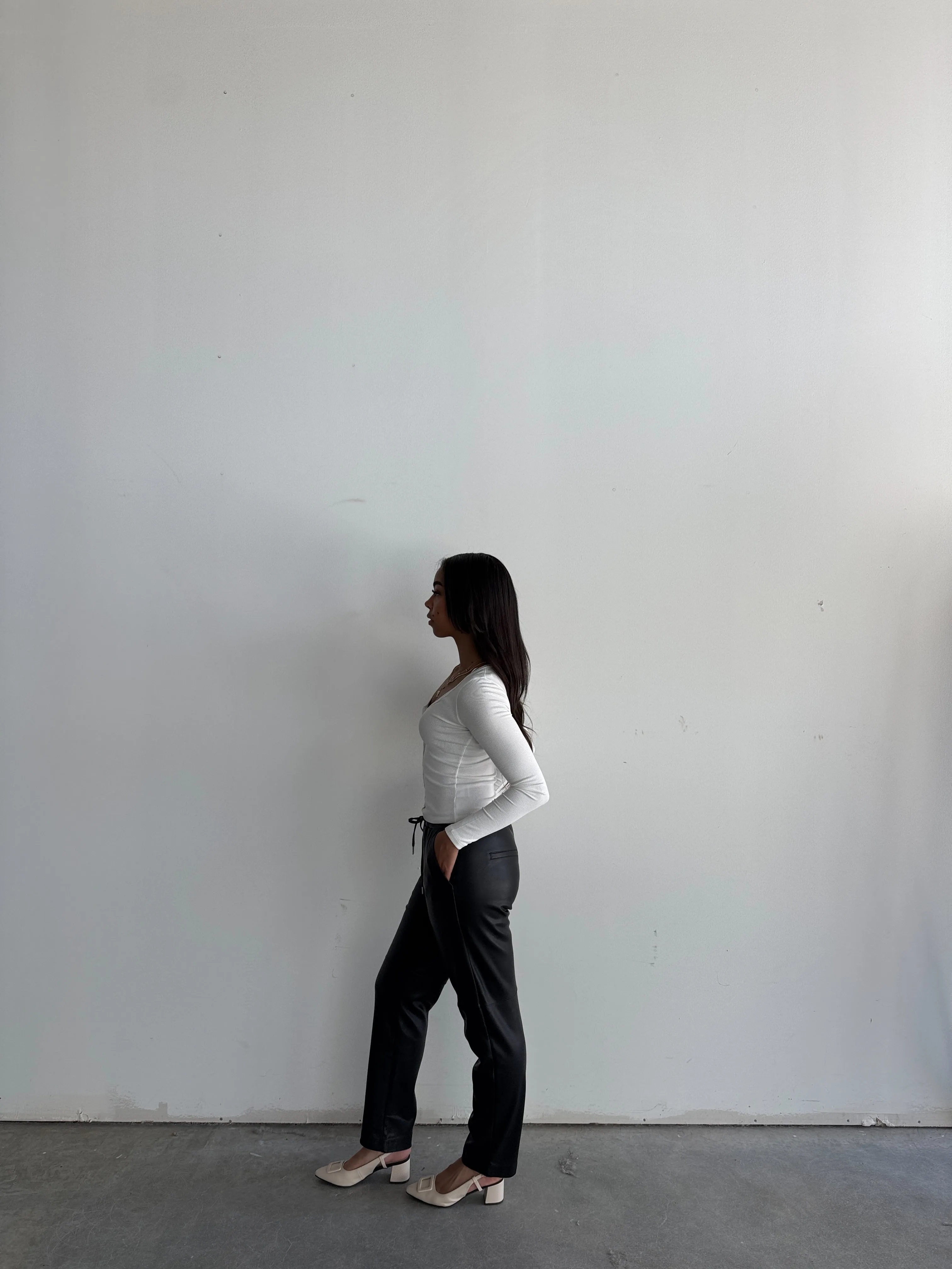 Prima Drawstring Faux Leather Pant