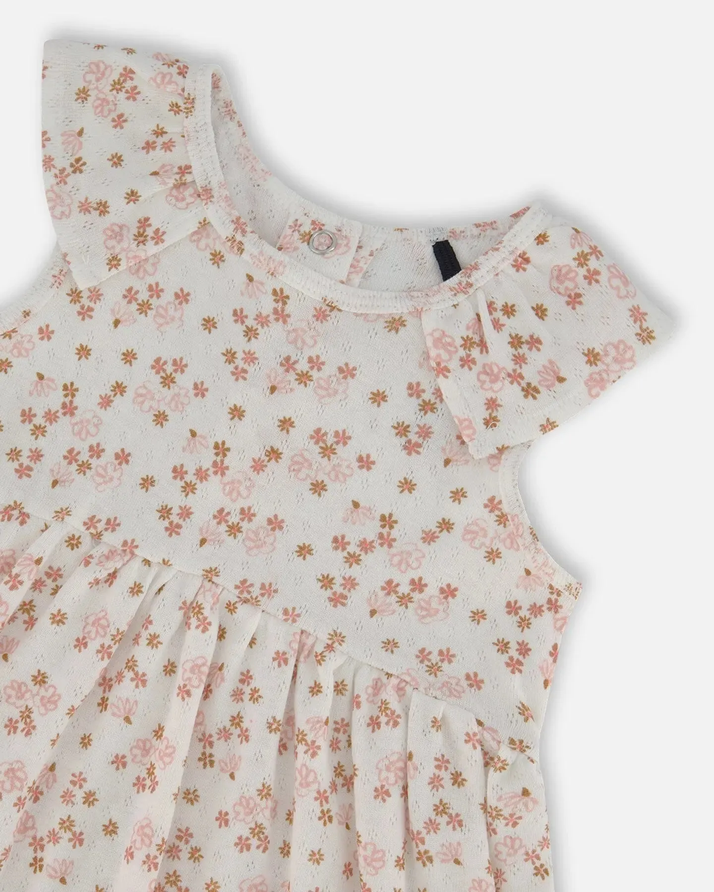 Printed Organic Cotton Tunic And Leggings Set White With Pink Flowers