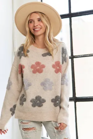 PUFF FLOWER COMFY SWEATER TOP