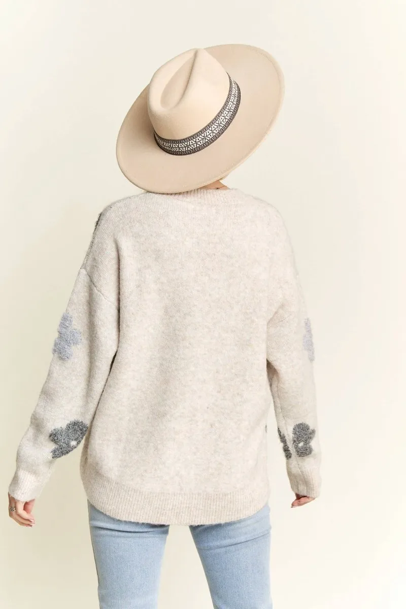PUFF FLOWER COMFY SWEATER TOP