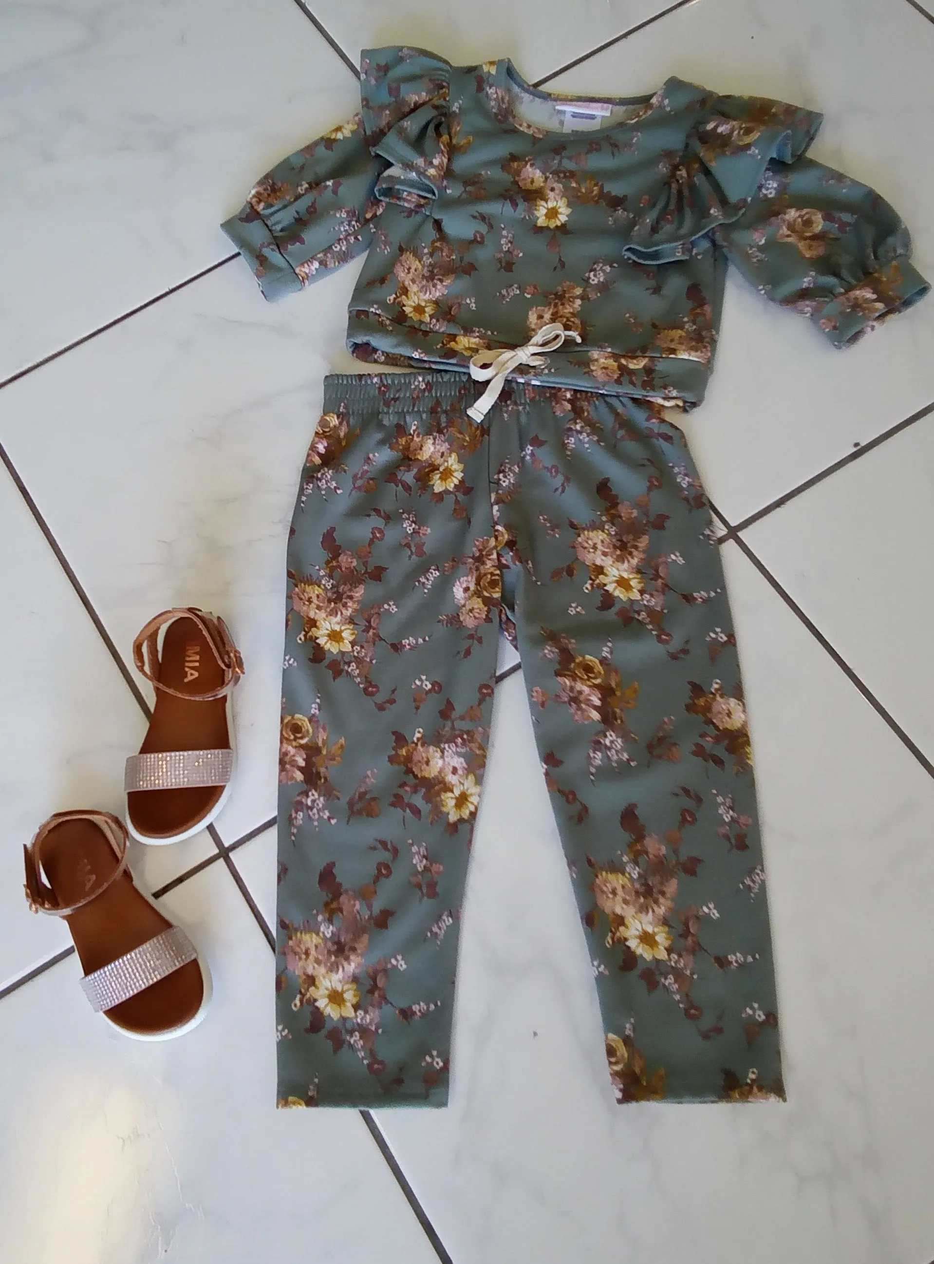 Puff Sleeve Crop Top and Pant Set | Bonnie Jean