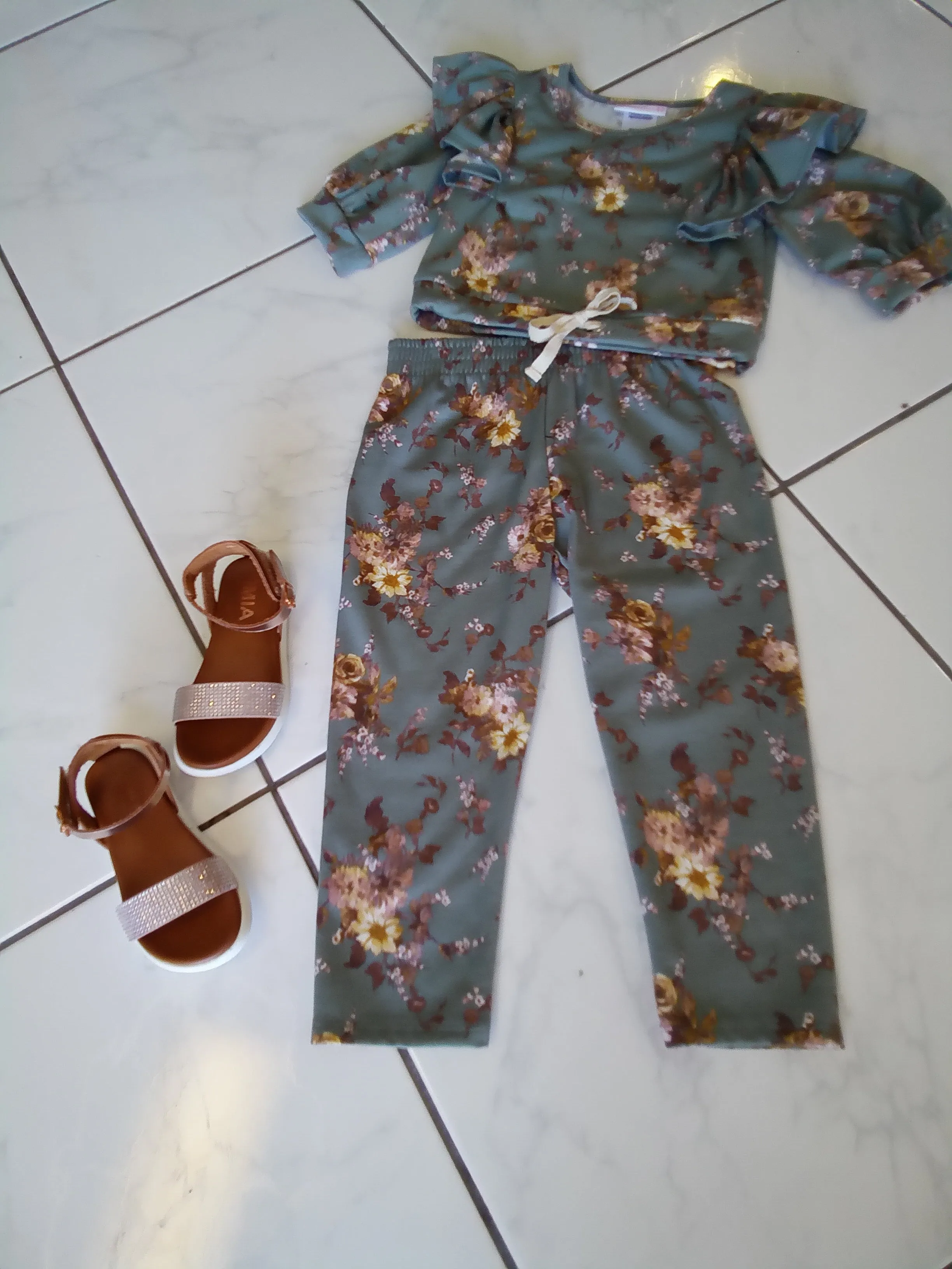 Puff Sleeve Crop Top and Pant Set | Bonnie Jean