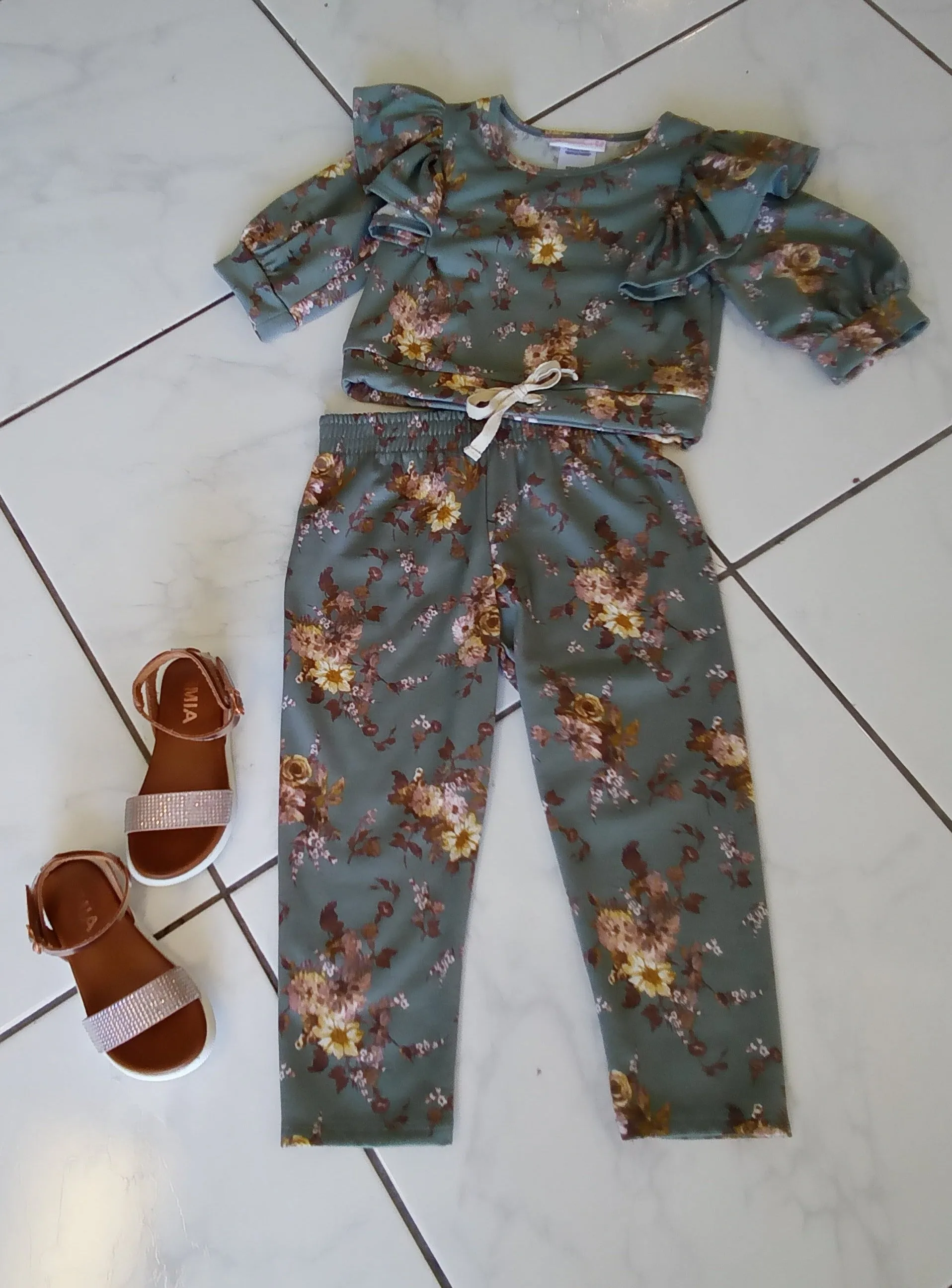 Puff Sleeve Crop Top and Pant Set | Bonnie Jean