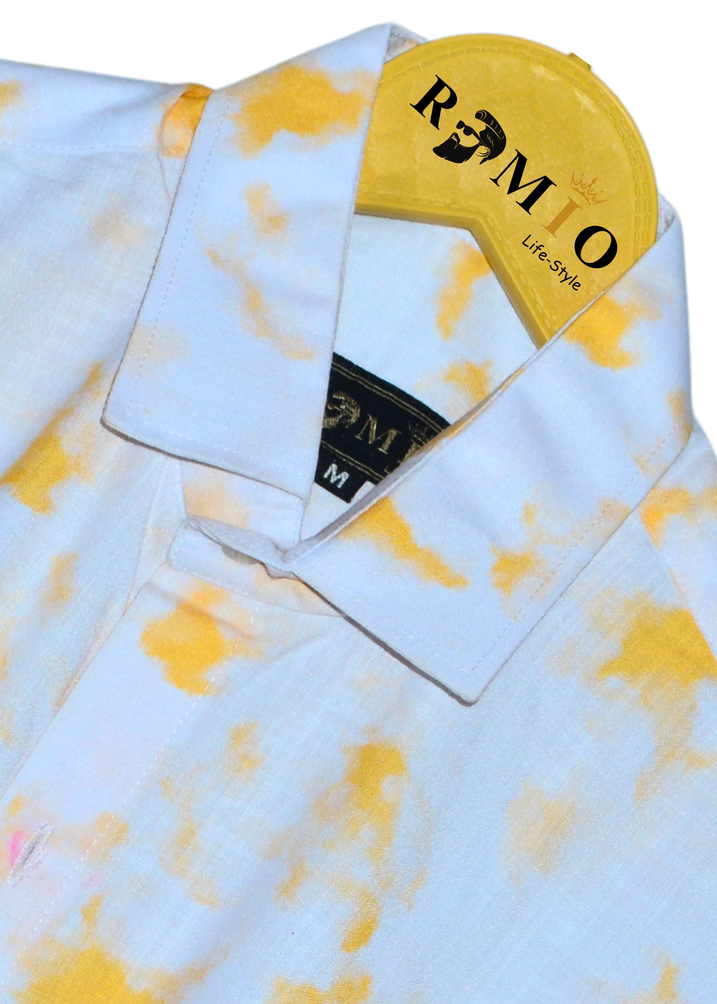 Pure cotton Lemon yellow with White shirt with colorfull Half Sleev Shirt (f3)
