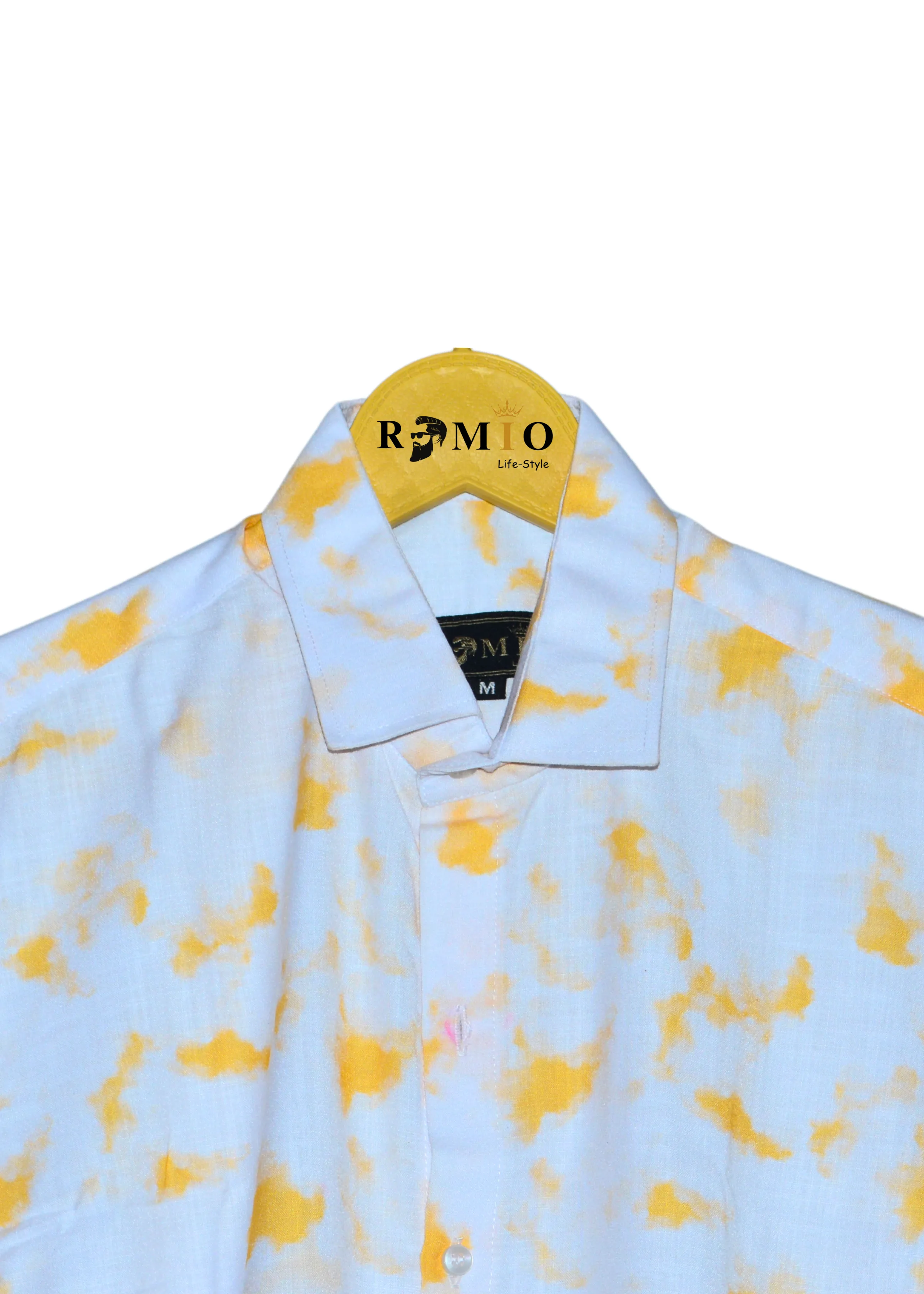 Pure cotton Lemon yellow with White shirt with colorfull Half Sleev Shirt (f3)