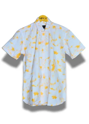 Pure cotton Lemon yellow with White shirt with colorfull Half Sleev Shirt (f3)