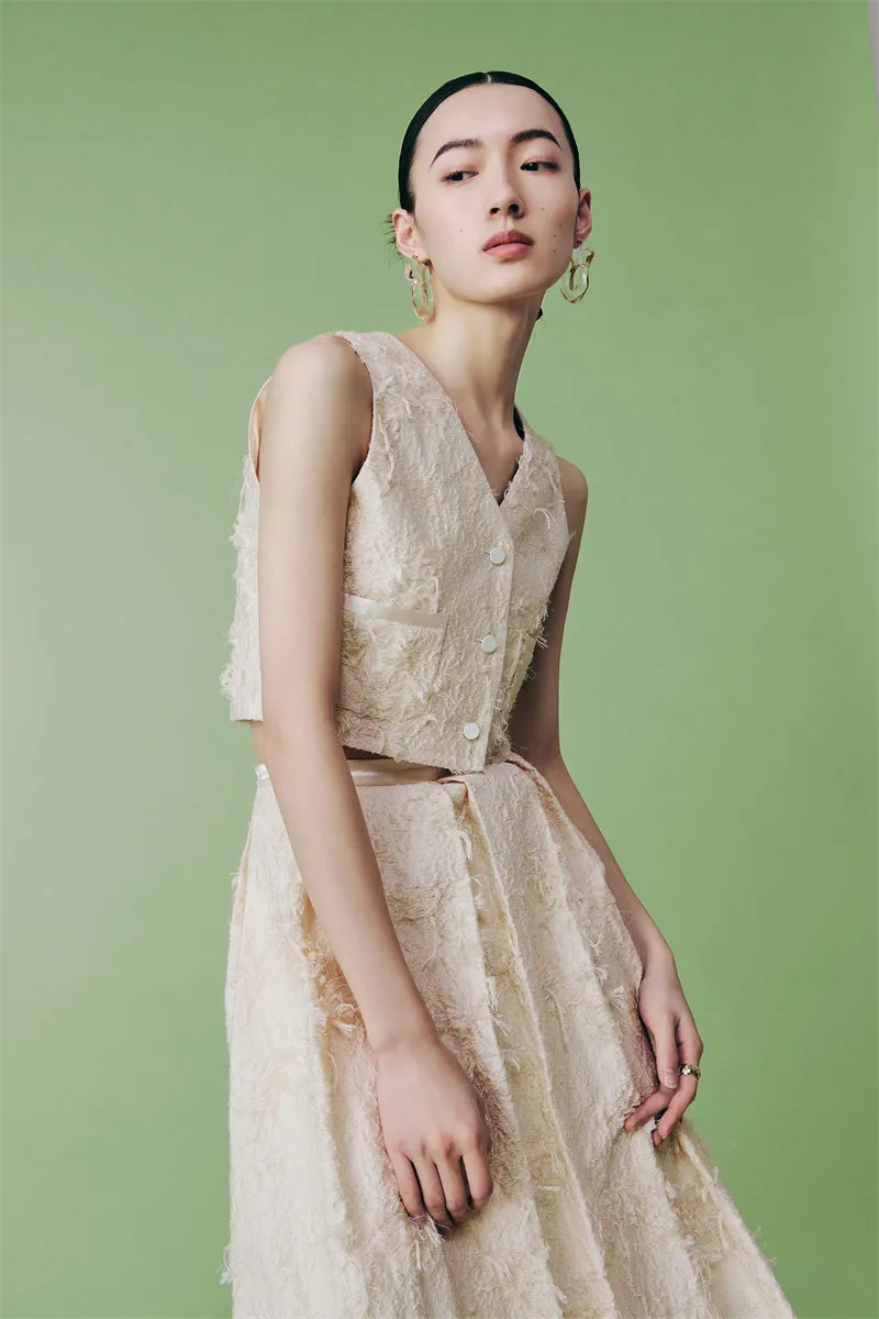 PURITY cocktail elegant three-dimensional jacquard short coat Three-piece set - Ruguu