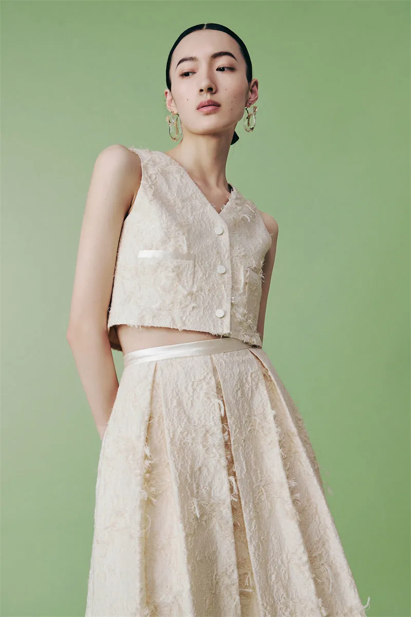 PURITY cocktail elegant three-dimensional jacquard short coat Three-piece set - Ruguu
