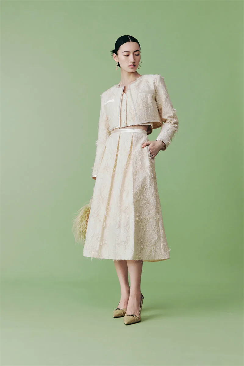 PURITY cocktail elegant three-dimensional jacquard short coat Three-piece set - Ruguu