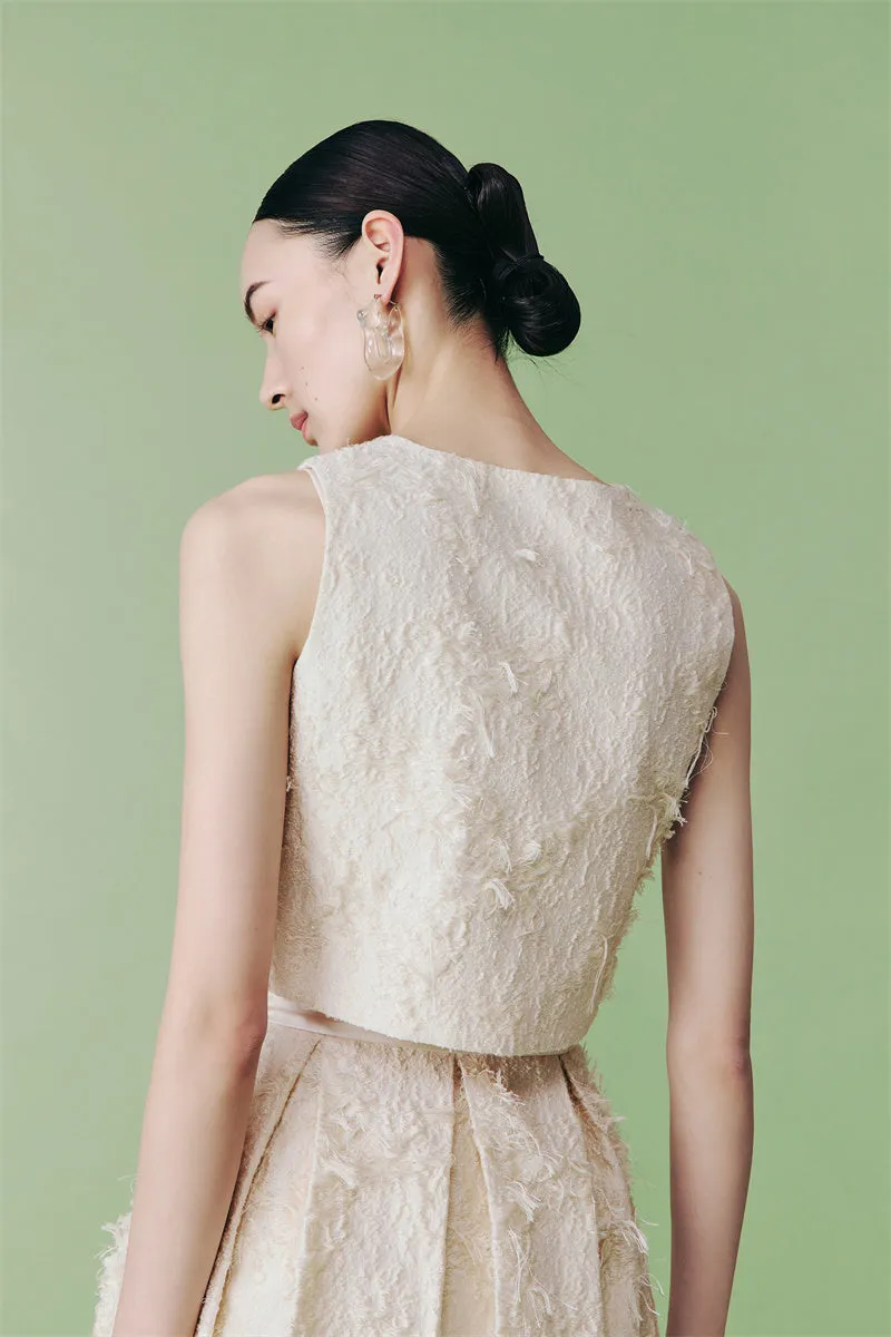 PURITY cocktail elegant three-dimensional jacquard short coat Three-piece set - Ruguu