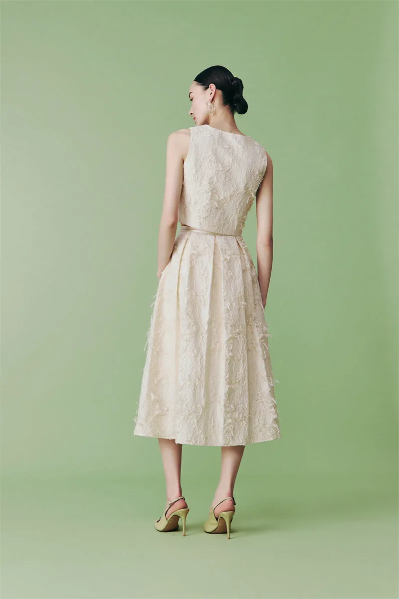 PURITY cocktail elegant three-dimensional jacquard short coat Three-piece set - Ruguu