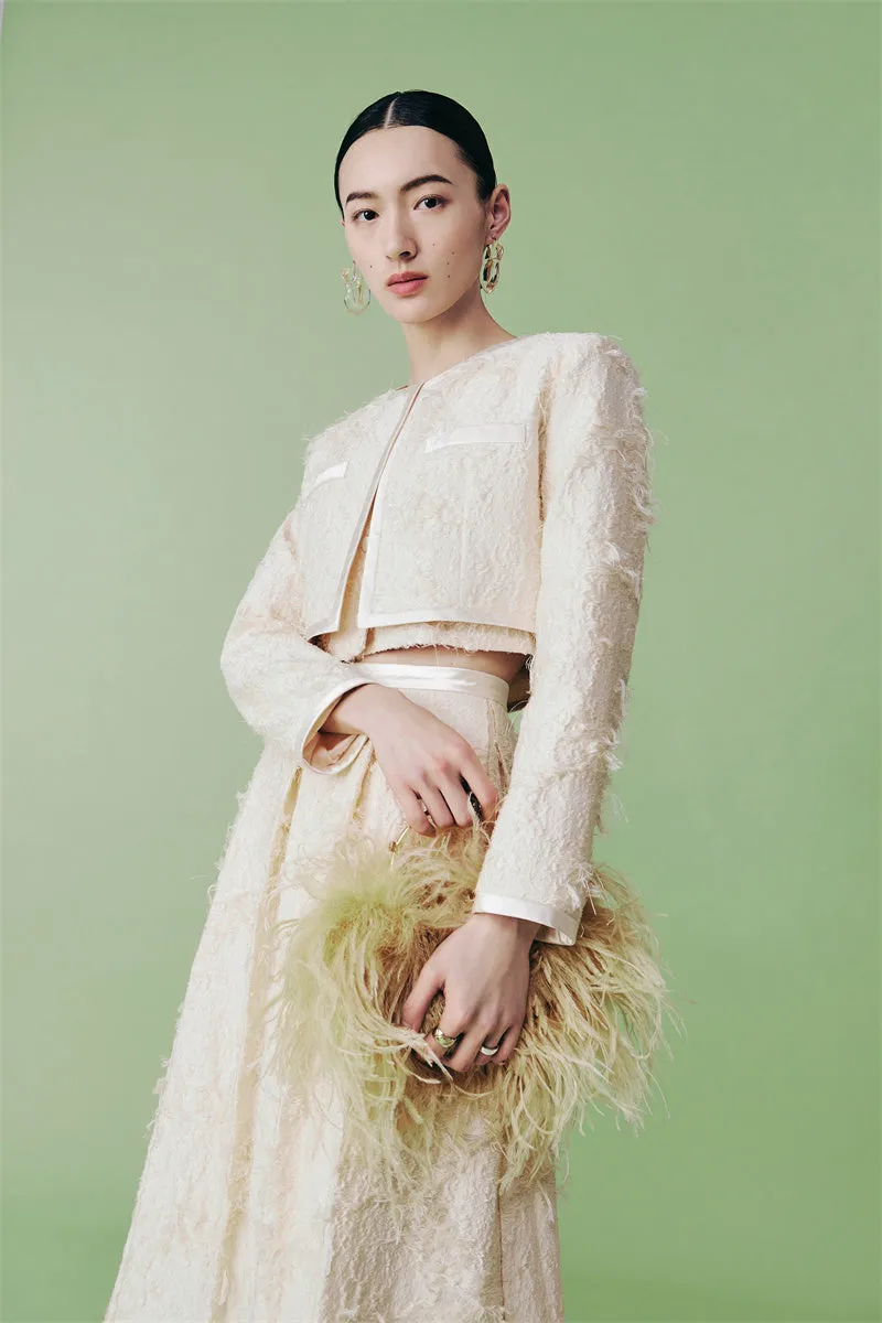 PURITY cocktail elegant three-dimensional jacquard short coat Three-piece set - Ruguu