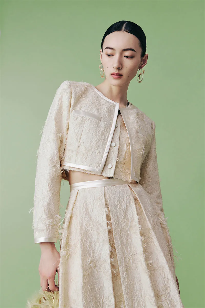 PURITY cocktail elegant three-dimensional jacquard short coat Three-piece set - Ruguu