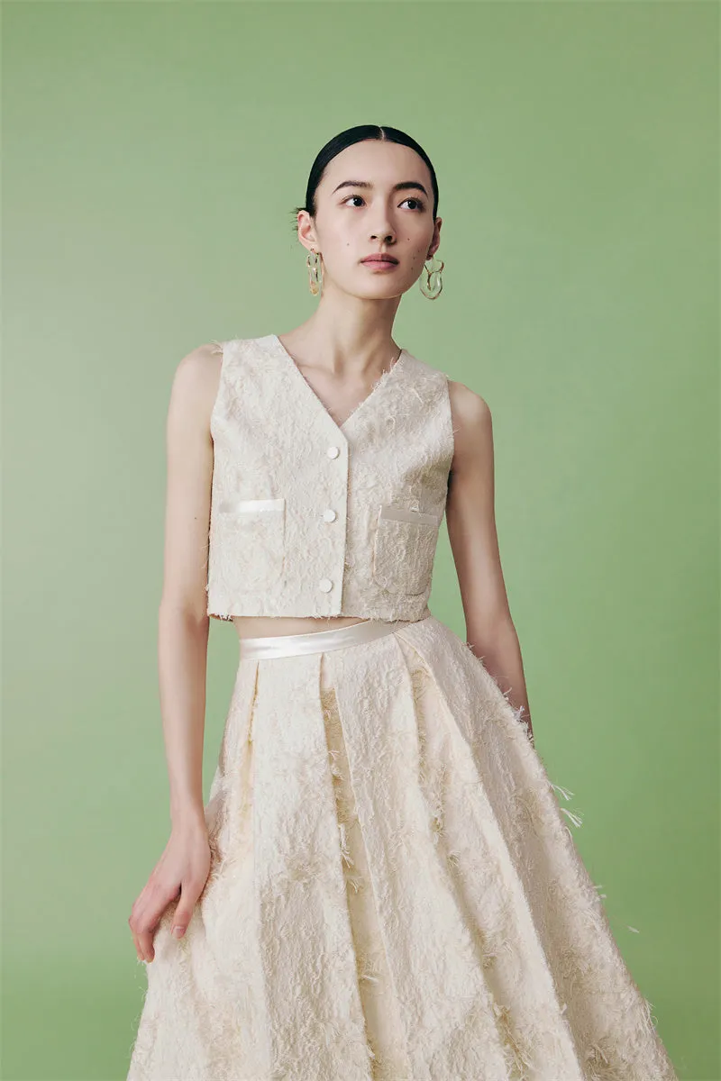 PURITY cocktail elegant three-dimensional jacquard short coat Three-piece set - Ruguu