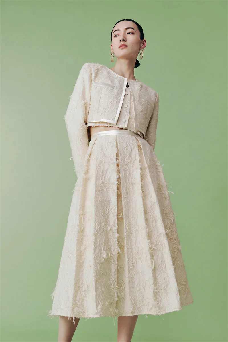PURITY cocktail elegant three-dimensional jacquard short coat Three-piece set - Ruguu