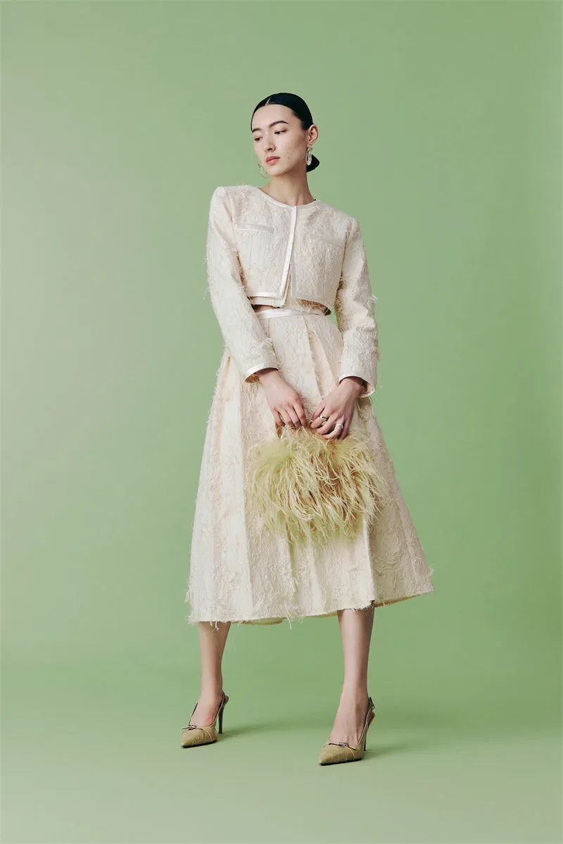 PURITY cocktail elegant three-dimensional jacquard short coat Three-piece set - Ruguu