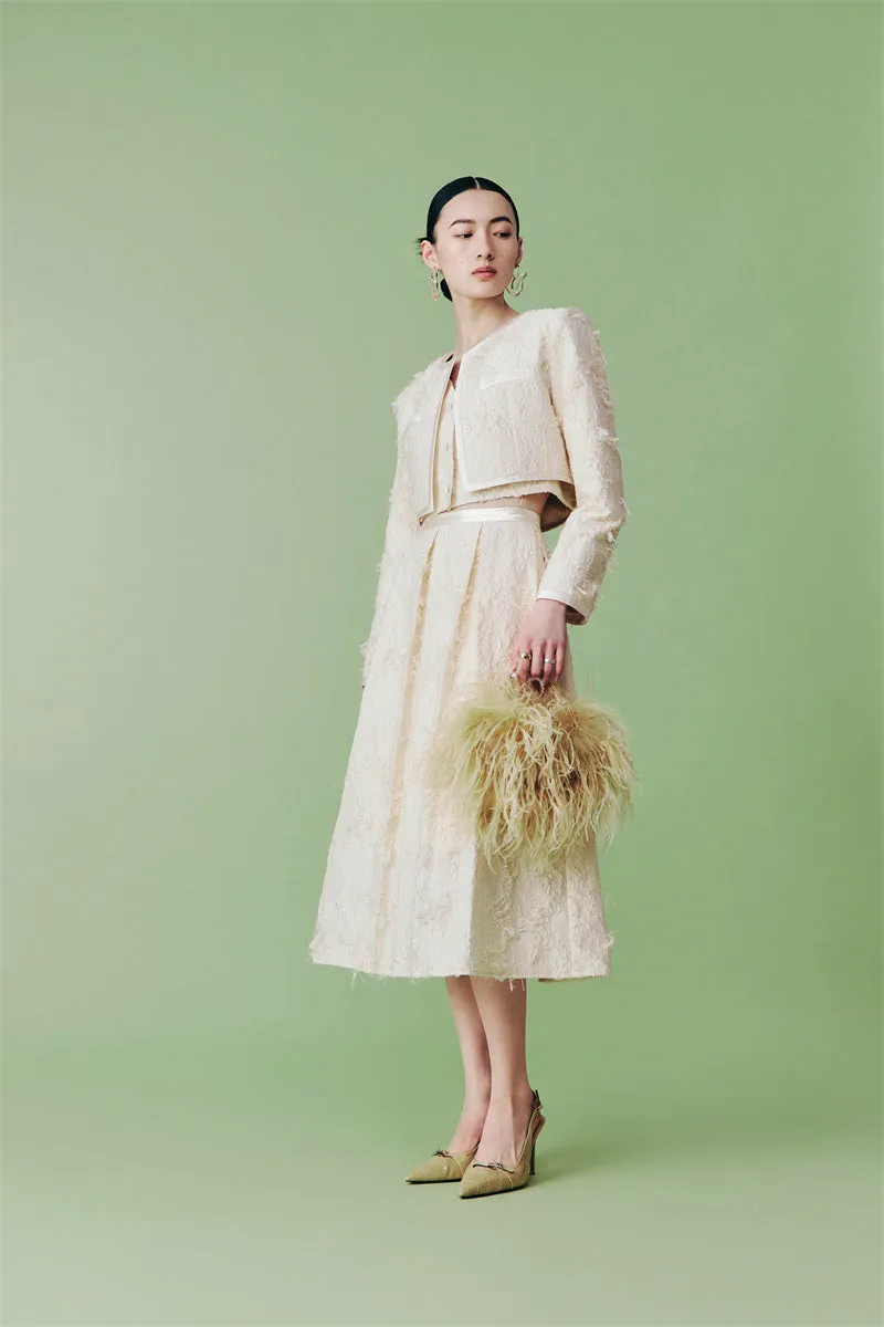 PURITY cocktail elegant three-dimensional jacquard short coat Three-piece set - Ruguu