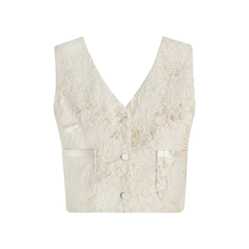 PURITY cocktail elegant three-dimensional jacquard short coat Three-piece set - Ruguu
