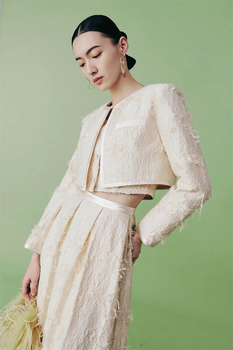 PURITY cocktail elegant three-dimensional jacquard short coat Three-piece set - Ruguu