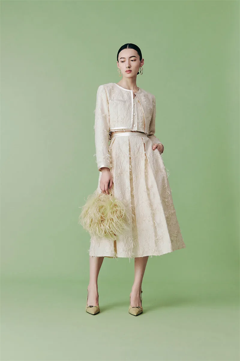 PURITY cocktail elegant three-dimensional jacquard short coat Three-piece set - Ruguu