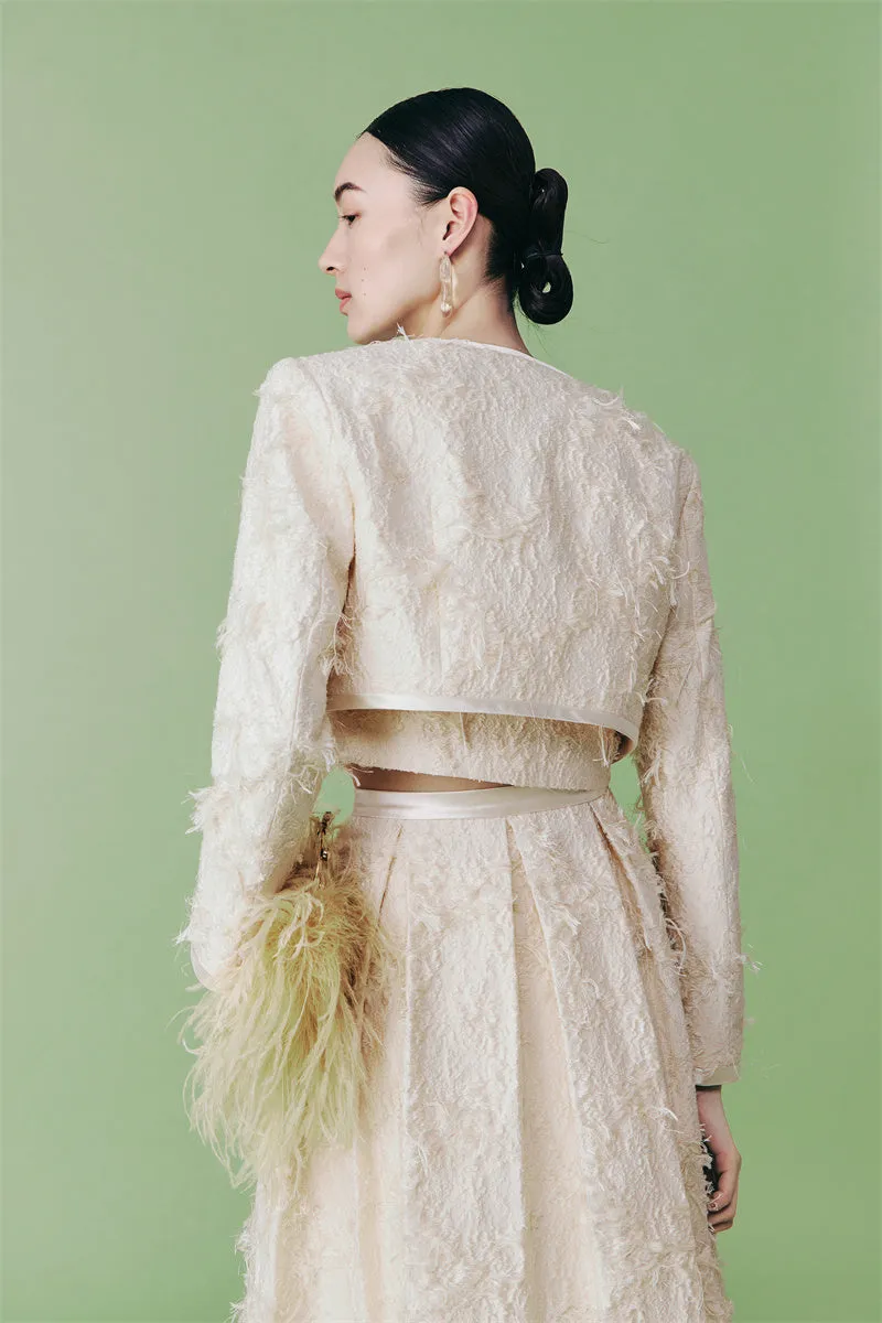 PURITY cocktail elegant three-dimensional jacquard short coat Three-piece set - Ruguu
