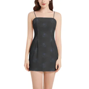 Queen Bee Midnight Sleeveless Square Neckline Spaghetti Strap Mini Dress