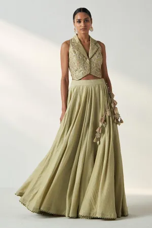 Rajita Green Gilet Lehenga Set