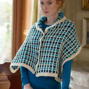 Red Heart Crochet Buttoned Shawl